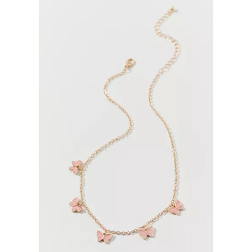 Urban Outfitters | Pink Butterfly Enamel Icon Charm Necklace